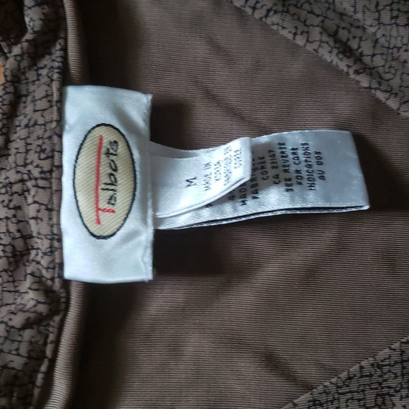 Talbots Medium tan and black women's  w/rouched  neck design neck w/ stretch - Picture 2 of 6